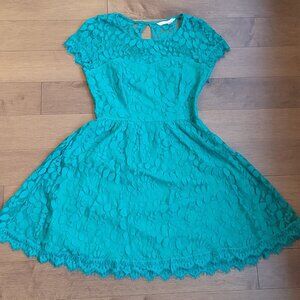 LC Lauren Conrad Turquoise Lace Overlay Dress